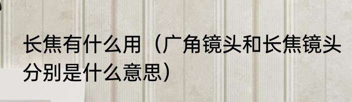 长焦有什么用（广角镜头和长焦镜头分别是什么意思）