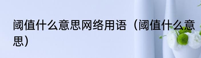 阈值什么意思网络用语（阈值什么意思）