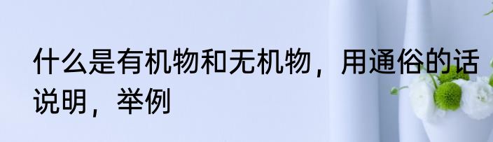 什么是有机物和无机物，用通俗的话说明，举例