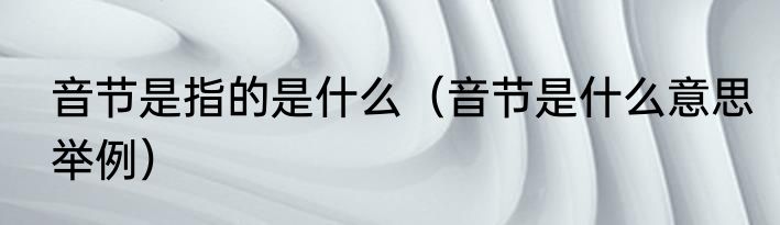 音节是指的是什么（音节是什么意思举例）