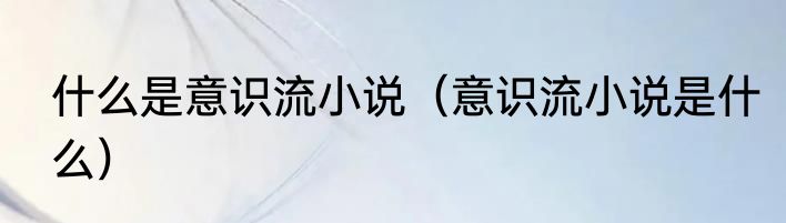 什么是意识流小说（意识流小说是什么）