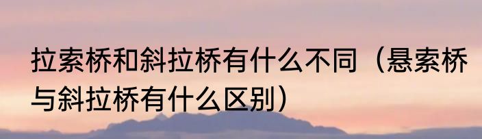 拉索桥和斜拉桥有什么不同（悬索桥与斜拉桥有什么区别）