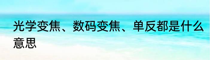 光学变焦、数码变焦、单反都是什么意思