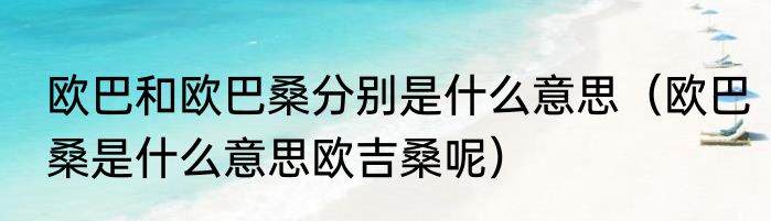 欧巴和欧巴桑分别是什么意思（欧巴桑是什么意思欧吉桑呢）