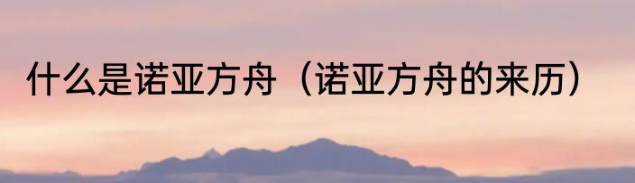 什么是诺亚方舟（诺亚方舟的来历）