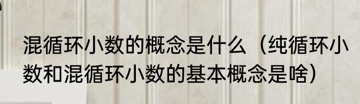 混循环小数的概念是什么（纯循环小数和混循环小数的基本概念是啥）