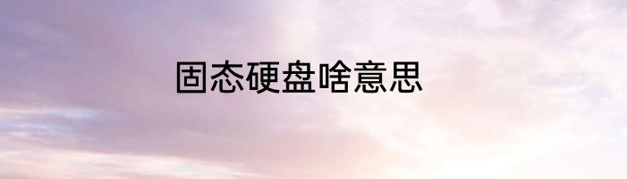 固态硬盘啥意思