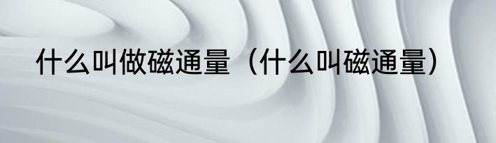 什么叫做磁通量（什么叫磁通量）