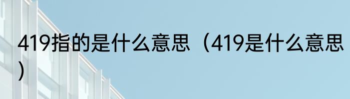 419指的是什么意思（419是什么意思）