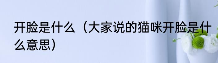 开脸是什么（大家说的猫咪开脸是什么意思）
