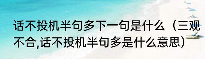 话不投机半句多下一句是什么（三观不合,话不投机半句多是什么意思）