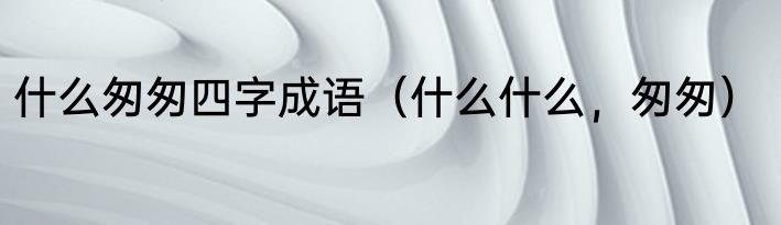 什么匆匆四字成语（什么什么，匆匆）