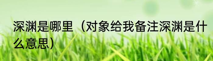 深渊是哪里（对象给我备注深渊是什么意思）