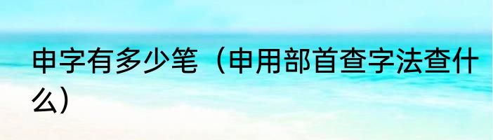 申字有多少笔（申用部首查字法查什么）