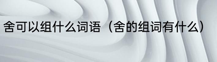 舍可以组什么词语（舍的组词有什么）