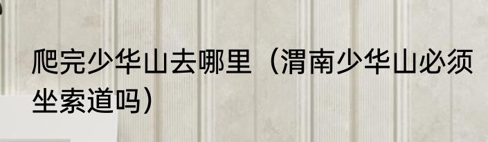 爬完少华山去哪里（渭南少华山必须坐索道吗）