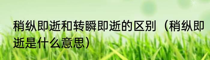 稍纵即逝和转瞬即逝的区别（稍纵即逝是什么意思）