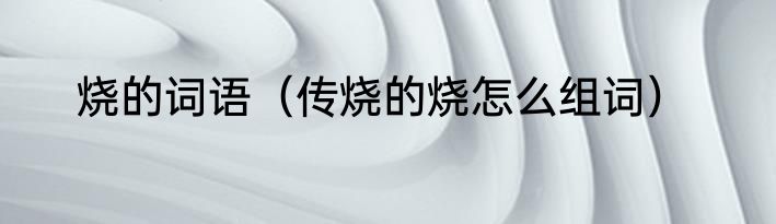 烧的词语（传烧的烧怎么组词）
