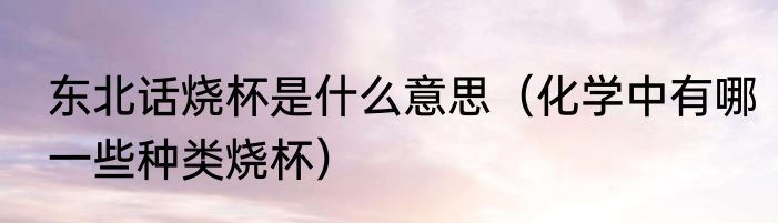 东北话烧杯是什么意思（化学中有哪一些种类烧杯）