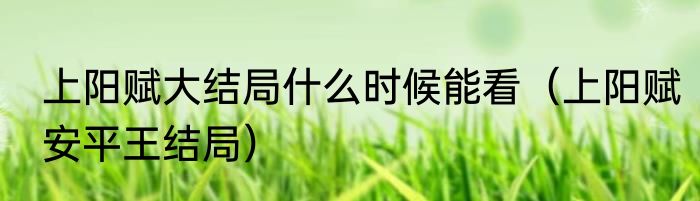 上阳赋大结局什么时候能看（上阳赋安平王结局）