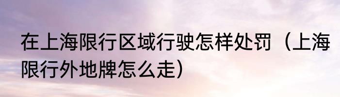 在上海限行区域行驶怎样处罚（上海限行外地牌怎么走）