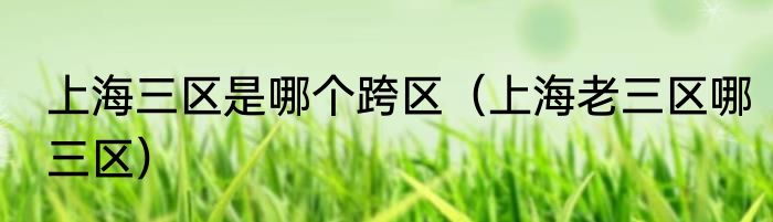 上海三区是哪个跨区（上海老三区哪三区）