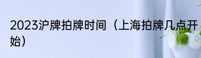 2023沪牌拍牌时间（上海拍牌几点开始）