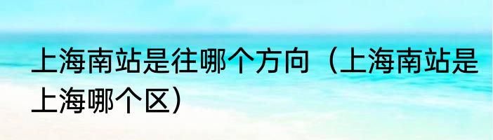 上海南站是往哪个方向（上海南站是上海哪个区）
