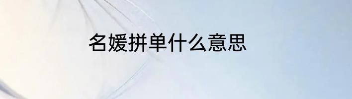 名媛拼单什么意思
