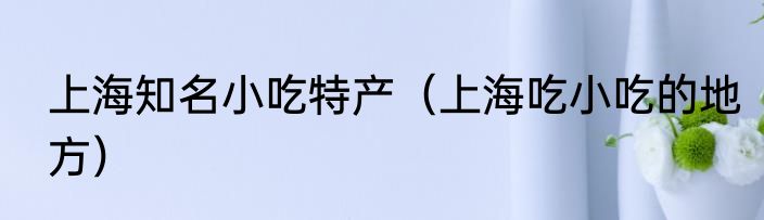 上海知名小吃特产（上海吃小吃的地方）