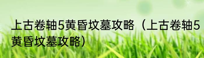 上古卷轴5黄昏坟墓攻略（上古卷轴5黄昏坟墓攻略）