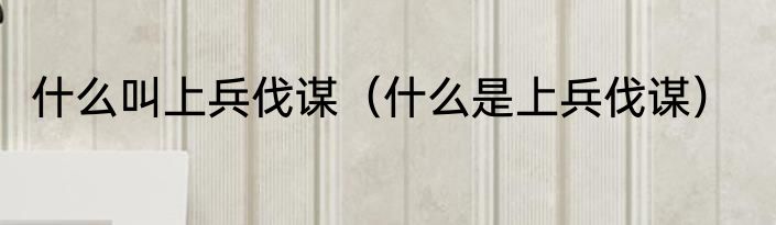 什么叫上兵伐谋（什么是上兵伐谋）