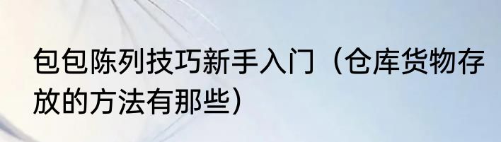 包包陈列技巧新手入门（仓库货物存放的方法有那些）