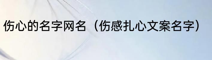 伤心的名字网名（伤感扎心文案名字）
