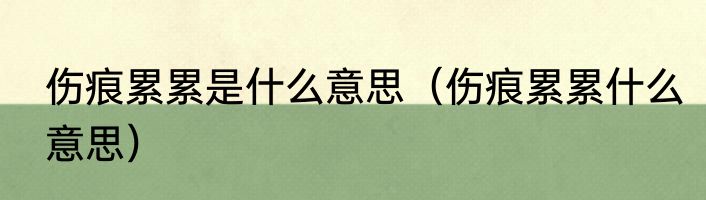 伤痕累累是什么意思（伤痕累累什么意思）