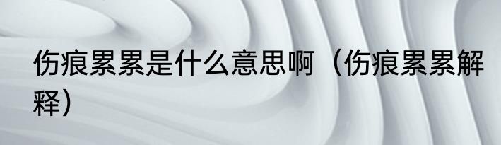 伤痕累累是什么意思啊（伤痕累累解释）