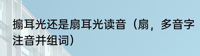 搧耳光还是扇耳光读音（扇，多音字注音并组词）