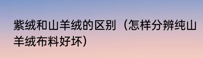 紫绒和山羊绒的区别（怎样分辨纯山羊绒布料好坏）