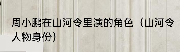 周小鹏在山河令里演的角色（山河令人物身份）