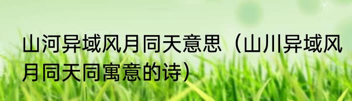 山河异域风月同天意思（山川异域风月同天同寓意的诗）
