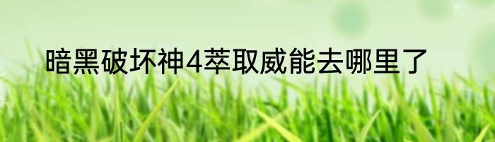 暗黑破坏神4萃取威能去哪里了
