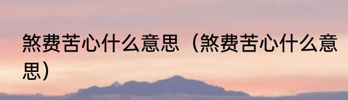 煞费苦心什么意思（煞费苦心什么意思）