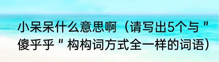 小呆呆什么意思啊（请写出5个与＂傻乎乎＂构构词方式全一样的词语）
