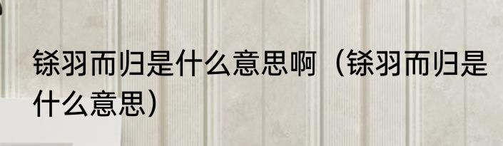 铩羽而归是什么意思啊（铩羽而归是什么意思）