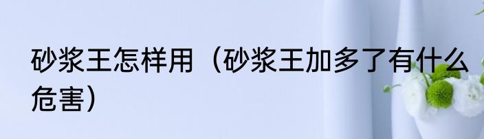 砂浆王怎样用（砂浆王加多了有什么危害）