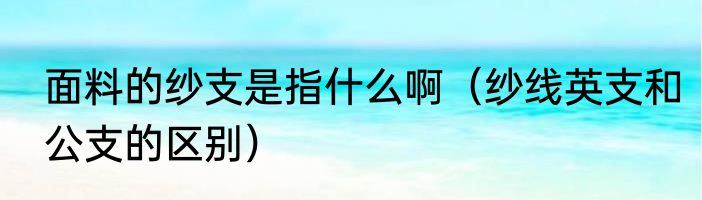 面料的纱支是指什么啊（纱线英支和公支的区别）
