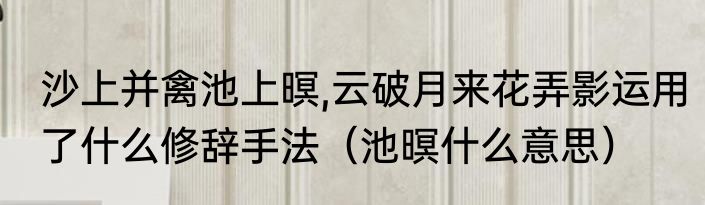 沙上并禽池上暝,云破月来花弄影运用了什么修辞手法（池暝什么意思）