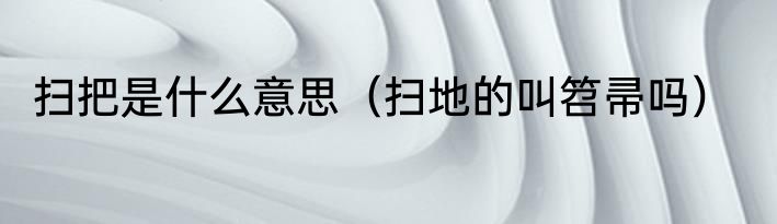 扫把是什么意思（扫地的叫笤帚吗）