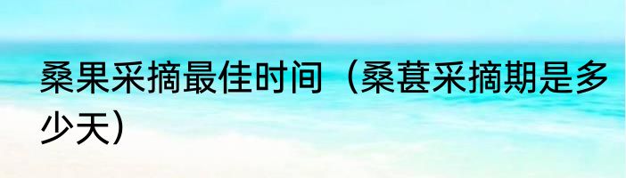 桑果采摘最佳时间（桑葚采摘期是多少天）
