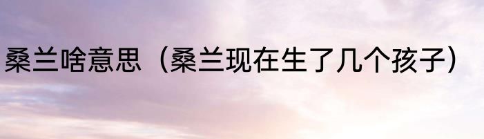 桑兰啥意思（桑兰现在生了几个孩子）